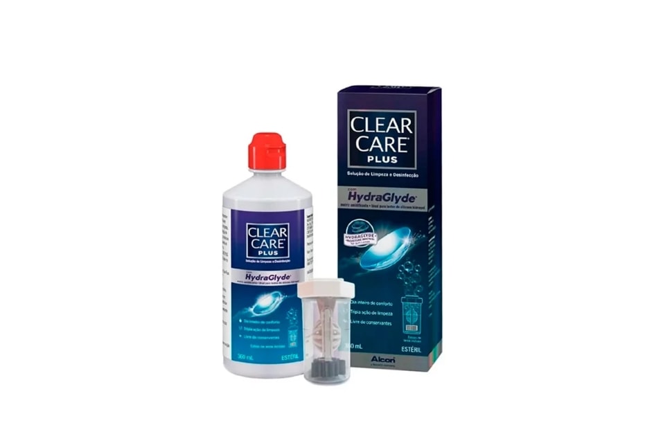 Clear Care Plus com Hydraglyde - Solução para limpeza de lentes de contato