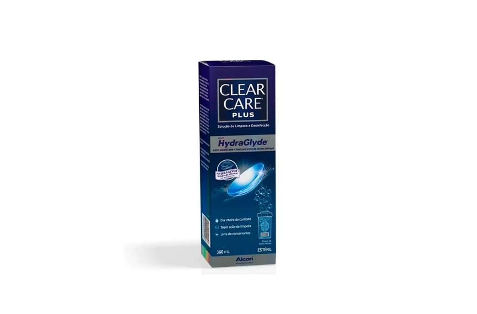 Clear Care Plus com Hydraglyde - Solução para limpeza de lentes de contato