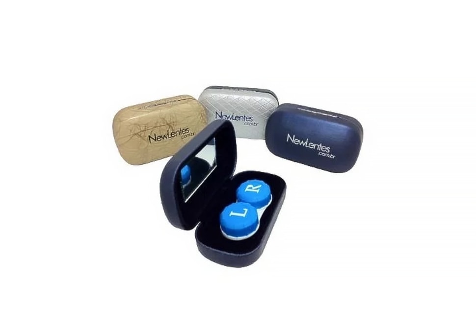 Estojo portátil com espelho para lentes de contato - Mini Estojo