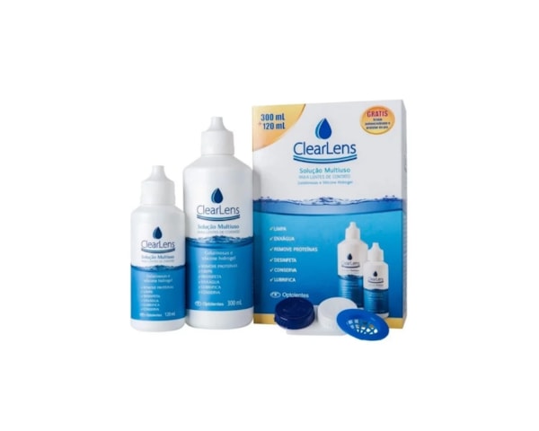 Kit Clearlens - Solução multiuso para lentes de contato 300 ml + 120 ml Kit Clearlens - Solução multiuso para lentes de contato 300 ml + 120 ml