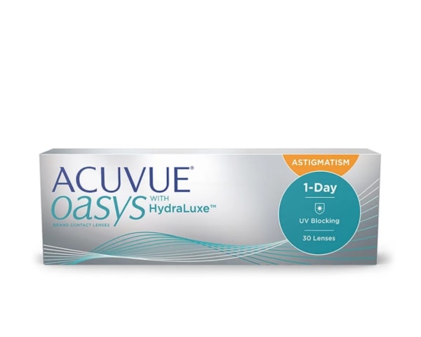 Lentes de contato Acuvue Oasys 1-Day com Hydraluxe para astigmatismo Lentes de contato Acuvue Oasys 1-Day com Hydraluxe para astigmatismo