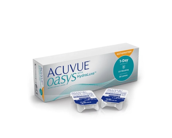 Lentes de contato Acuvue Oasys 1-Day com Hydraluxe para astigmatismo Lentes de contato Acuvue Oasys 1-Day com Hydraluxe para astigmatismo