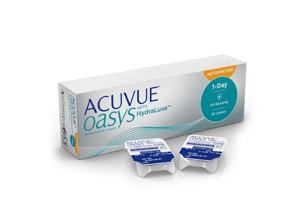 Lentes de contato Acuvue Oasys 1-Day com Hydraluxe para astigmatismo