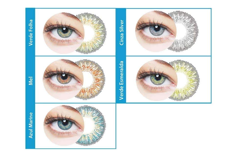 Lentes de contato coloridas Bioblue Multicolor 55 - Com grau