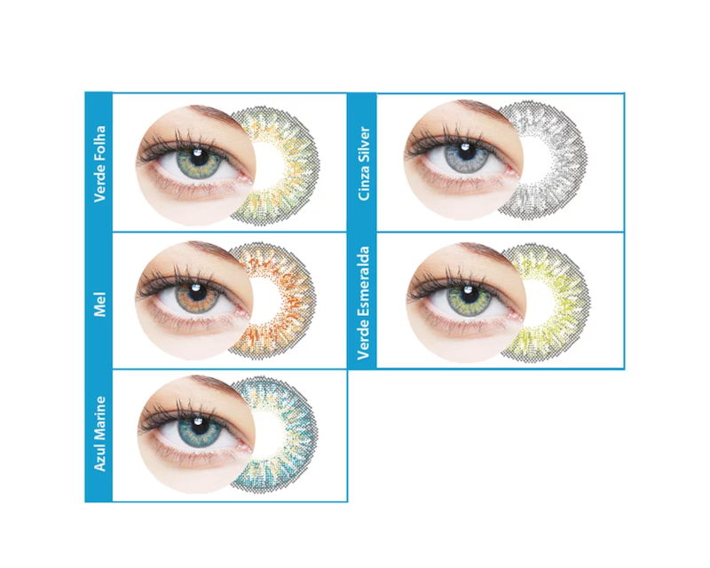 Informação técnica Lentes de contato coloridas Bioblue Multicolor 55 - Sem grau