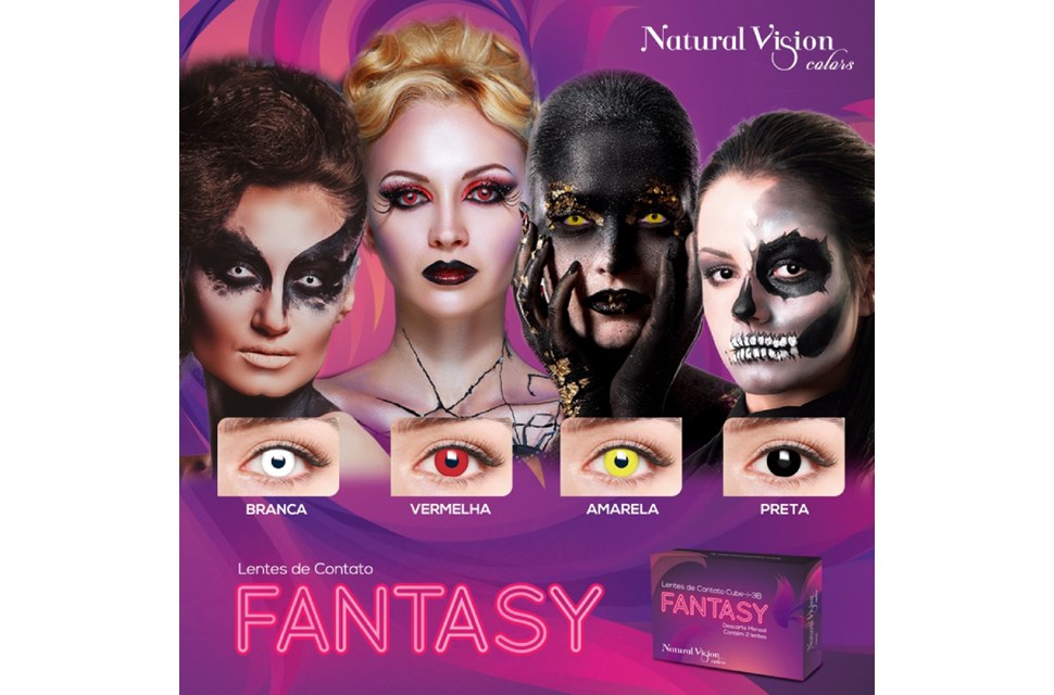 Lentes de contato coloridas Fantasy Halloween - Branca-foto-do-produto-5