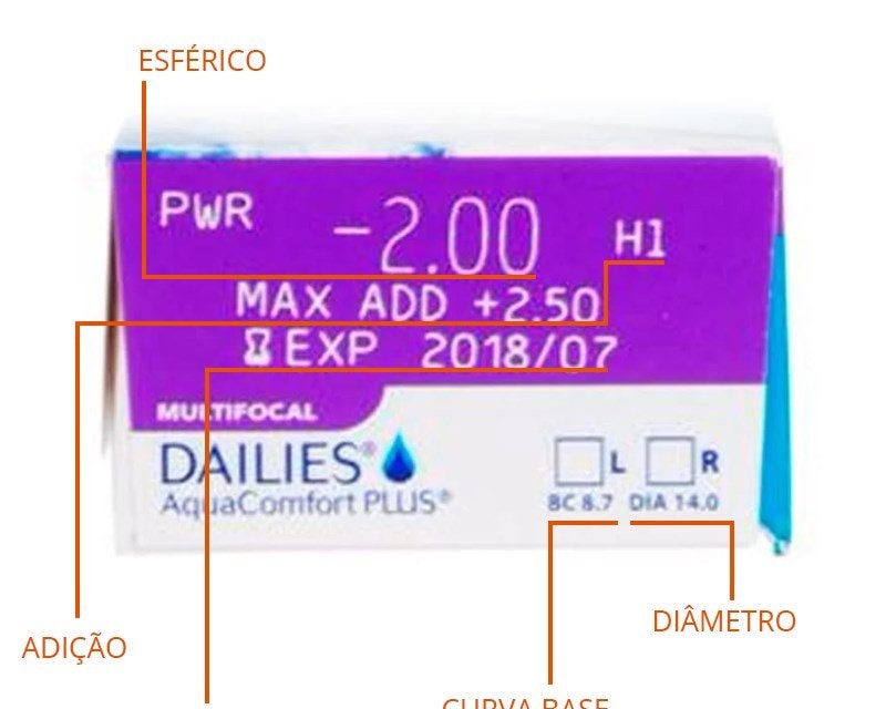 Informação técnica Lentes de Contato Dailies AquaComfort Plus Multifocal