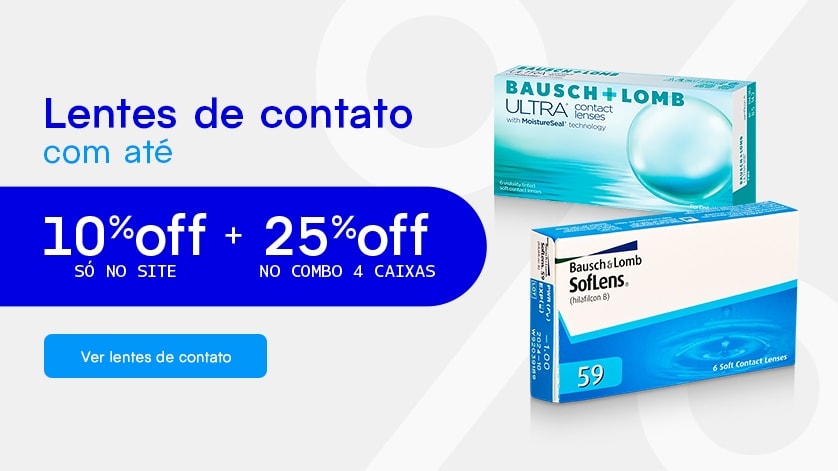 Lentes de contato com até 10%OFF + 25%OFF no combo!