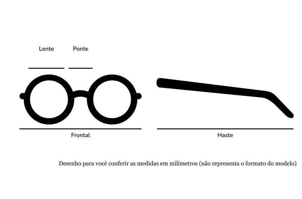 Dimensões Óculos de grau Livo Chico - Preto + Caramelo