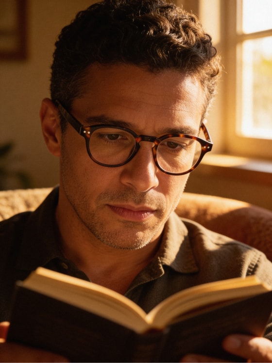 Pessoa lendo com óculos LIVO
