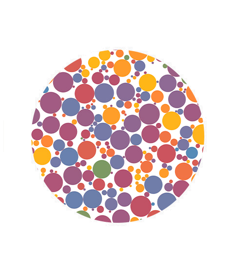 Prancha de Ishihara colorida — exemplo do teste de visão de cores